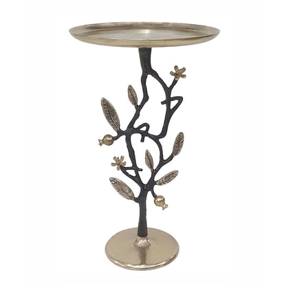 End table HouseOfZazla black and gold aluminum end table with pomegranate branch design on Tampa Home & Garden Store