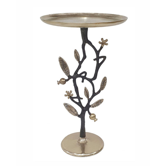End table HouseOfZazla black and gold aluminum end table with pomegranate branch design on Tampa Home & Garden Store