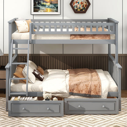 Bunk Bed With Drawers by HouseOfZazla in gray-blue with built-in storage on Tampa Home & Garden Store