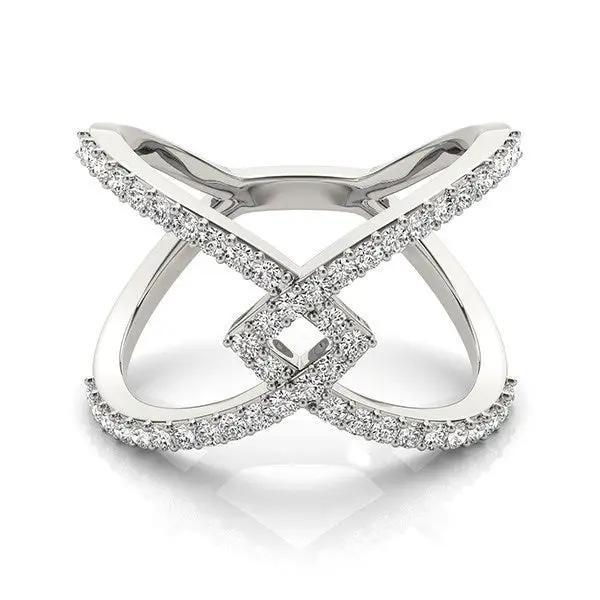 Ring: 14k white gold fancy entwined X-design with pavé diamonds totaling 1/2 cttw on Tampa Home & Garden Store