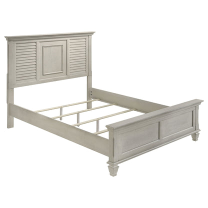 Durable Construction Panel Bed headboard by HouseOfZazla with louvers in light gray finish on Tampa Home & Garden Store