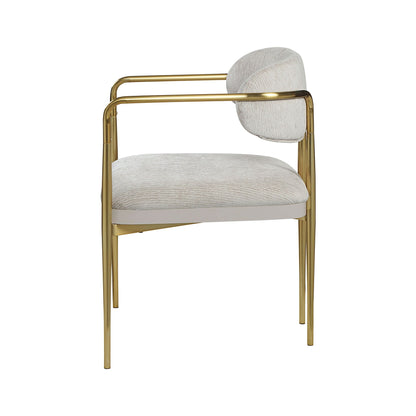 Beige chenille arm chair set with gold metal legs, 2 chairs on Tampa Home & Garden Store