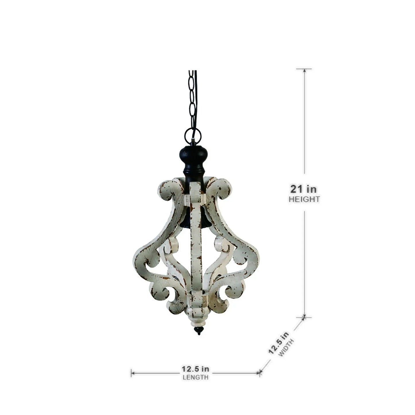 Farmhouse Wood Pendant Chandelier Antique Cream