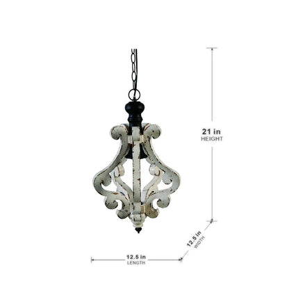 Farmhouse Wood Pendant Chandelier Antique Cream