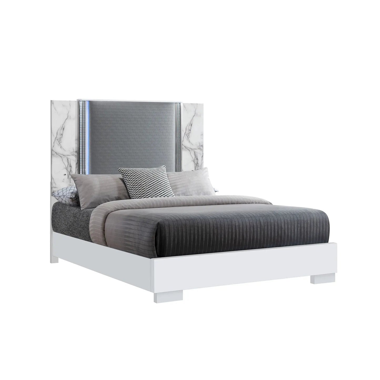 Moon Modern Bed with LED Accent Lighting