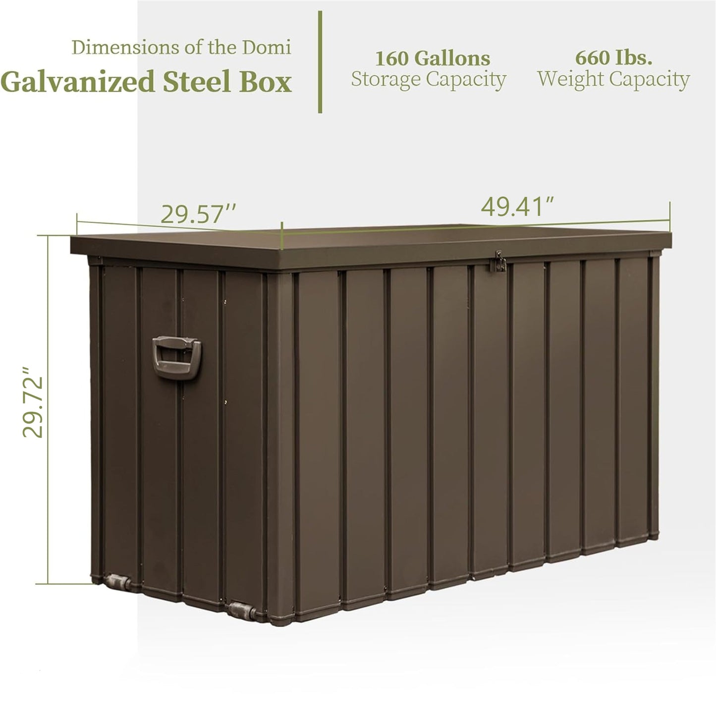 160 Gallon outdoor deck box brown by HouseOfZazla, weatherproof plastic with lid latch on Tampa Home & Garden Store