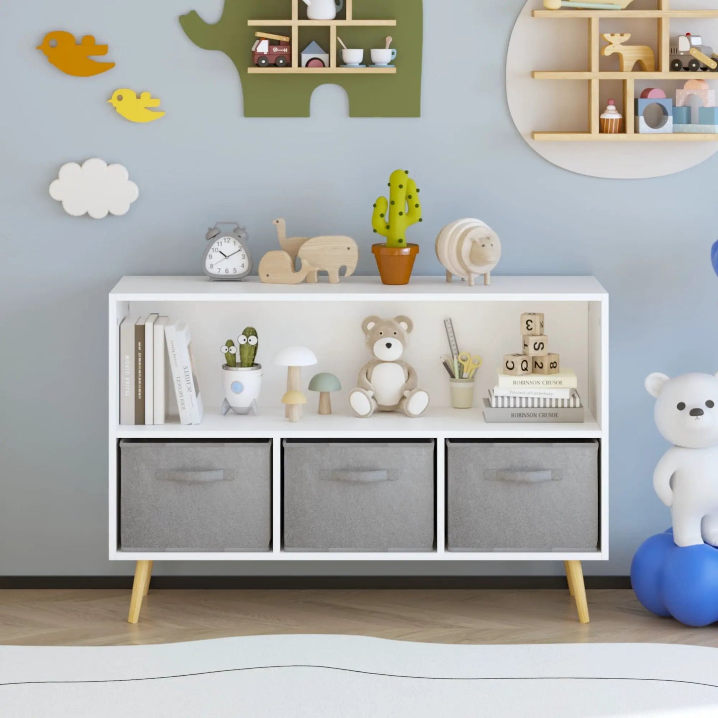 Bookcase with Collapsible Drawers Book Display