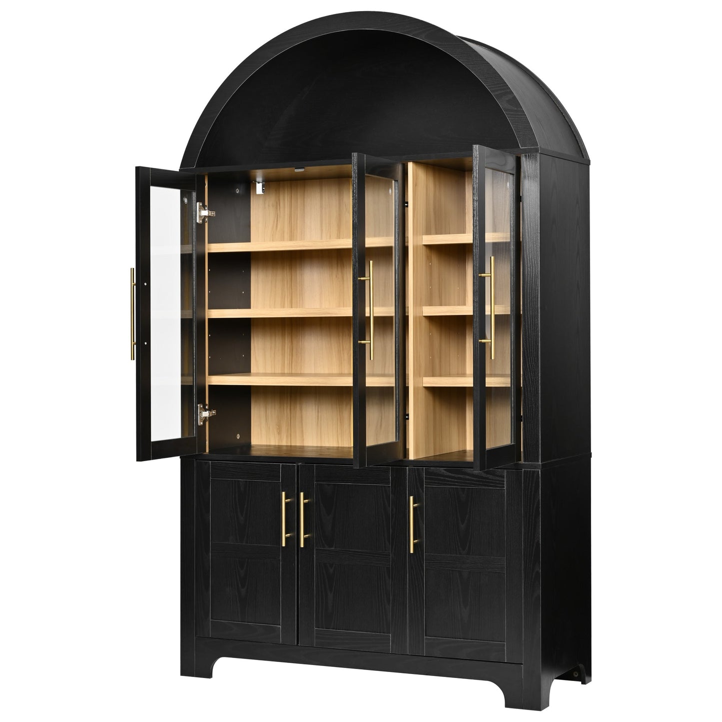 Tall Arched Kitchen Wood Pantry Cabinet