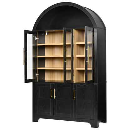 Tall Arched Kitchen Wood Pantry Cabinet