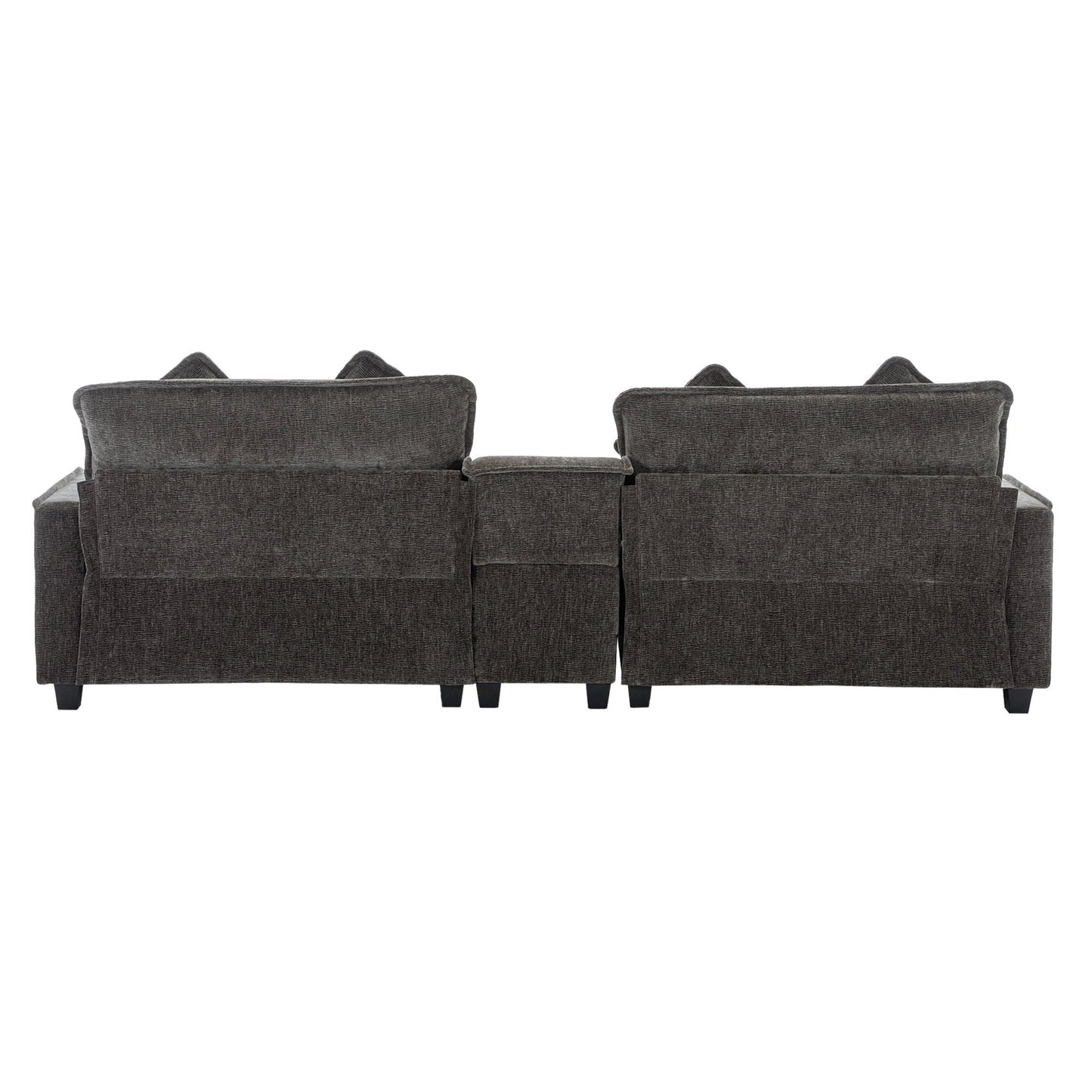 Modern 3-piece sectional sofa in dark gray fabric with removable ottomans on Tampa Home & Garden Store