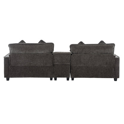 Modern 3-piece sectional sofa in dark gray fabric with removable ottomans on Tampa Home & Garden Store