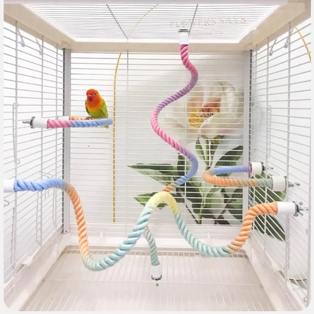 4pc gradient color bird rope perch set for cages with bendable rainbow rope on Tampa Home & Garden Store