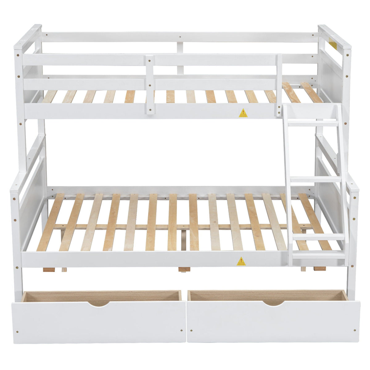 Bunk bed white wood with ladder, safety guardrail and built-in drawers by HouseOfZazla on Tampa Home & Garden Store