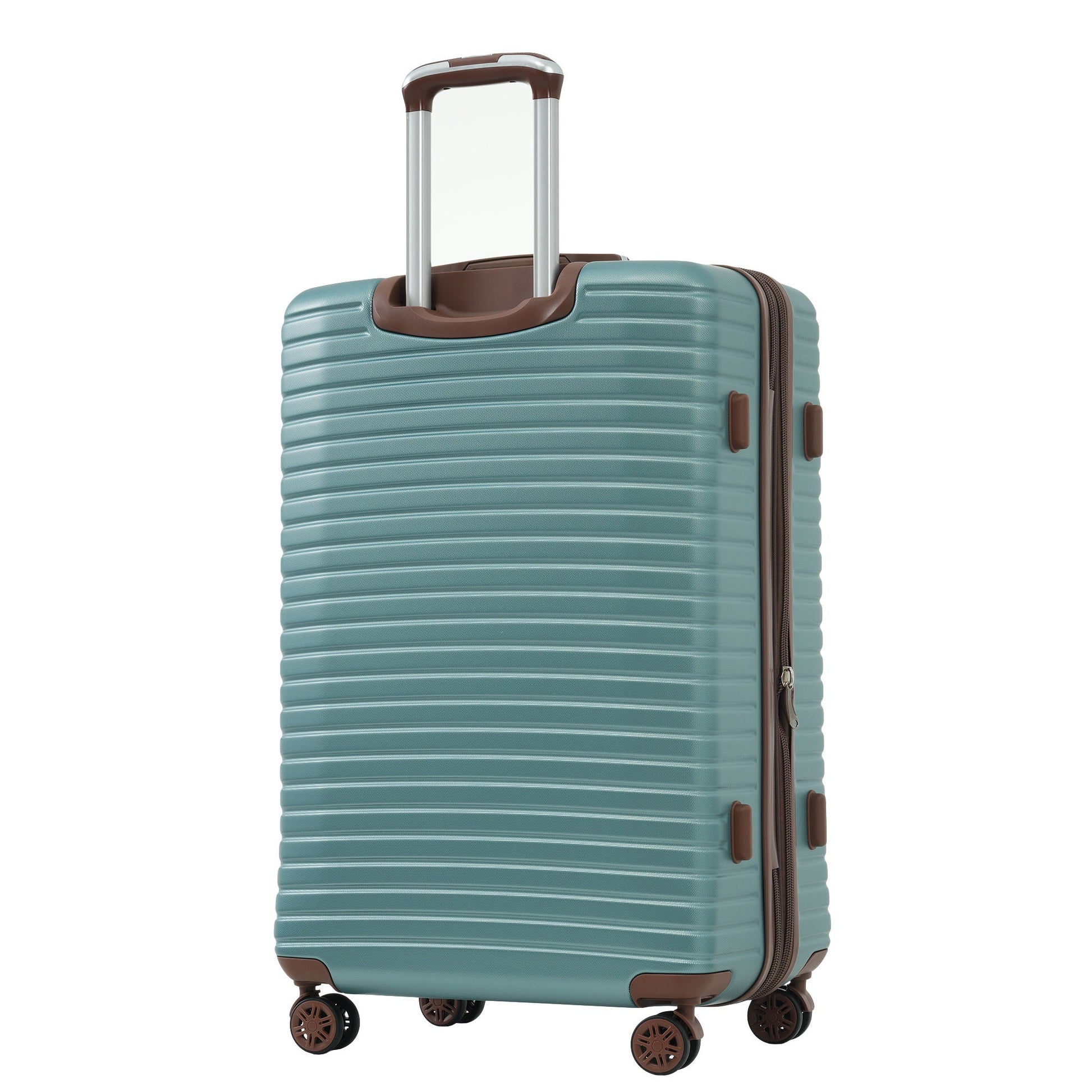4 Piece Luggage Suitcase Set hard shell teal with brown trim and spinner wheels by HouseOfZazla on Tampa Home & Garden Store