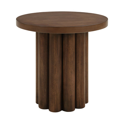 Loanna wooden end table brown with sturdy round tabletop and multi-rod base by HouseOfZazla on Tampa Home & Garden Store
