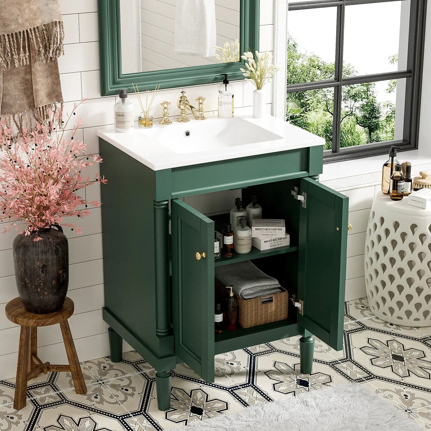 Bathroom Vanity with Top Sink and Dual Storage