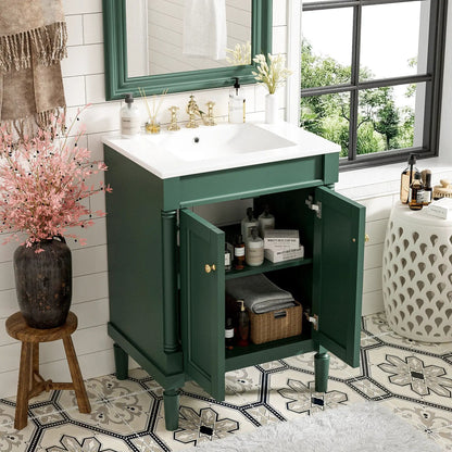 Bathroom Vanity with Top Sink and Dual Storage