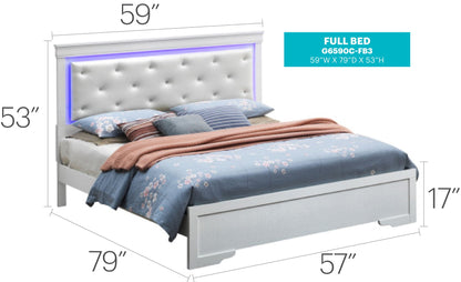 LED Elegant Bed upholstered white tufted headboard with blue LED accents by HouseOfZazla on Tampa Home & Garden Store