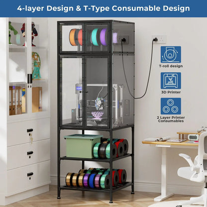 3D Printer Cabinet with Filament Storage and Bar