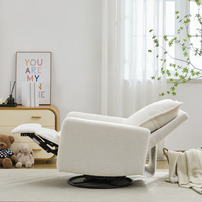 Cozy Swivel Glider Recliner Chair and Leg Rest