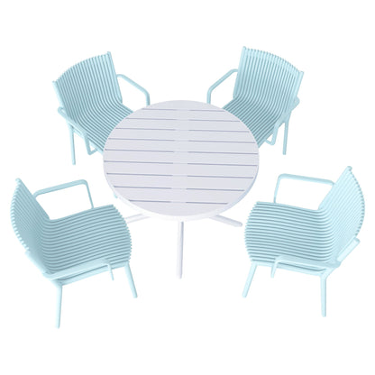 4 Stackable Plastic Chairs and Round Table