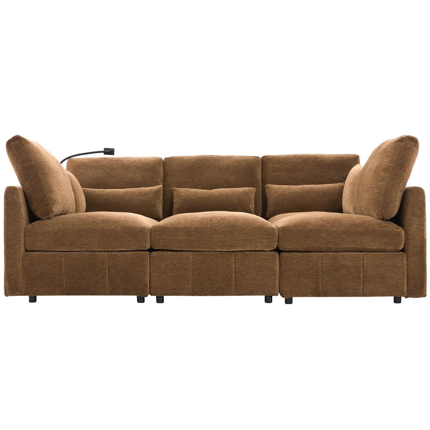 Modern modular brown fabric sofa set, 2-piece with plush cushions on Tampa Home & Garden Store
