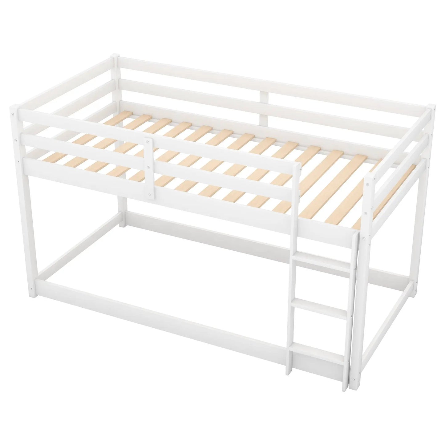 Durable Solid Wood Floor Bunk Bed With Ladder