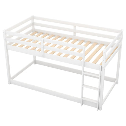 Durable Solid Wood Floor Bunk Bed With Ladder