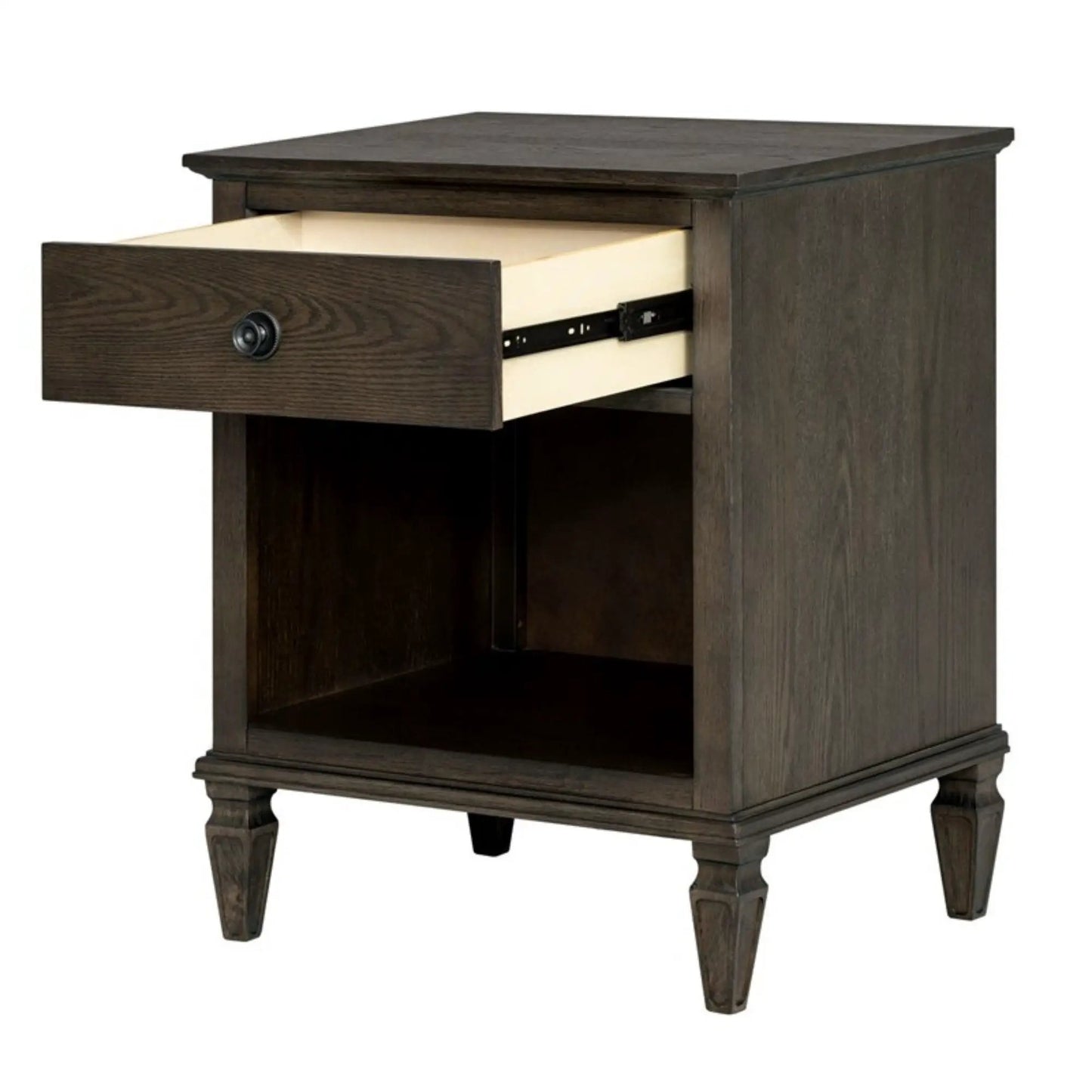 Victoria nightstand with open storage in dark espresso finish by Unique Piece Furniture on Tampa Home & Garden Store