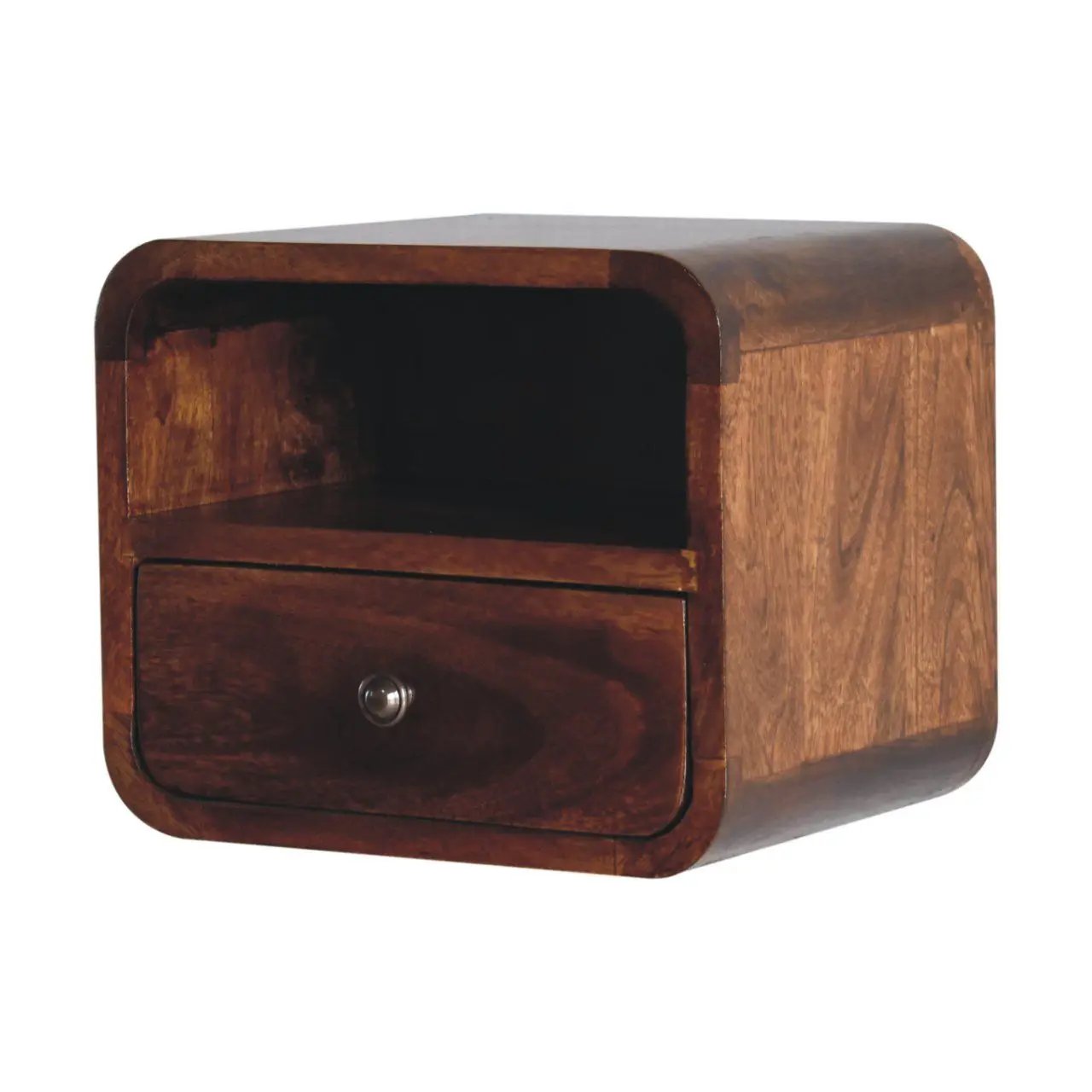 Curved Upper Slot Floating Nightstand with Drawer