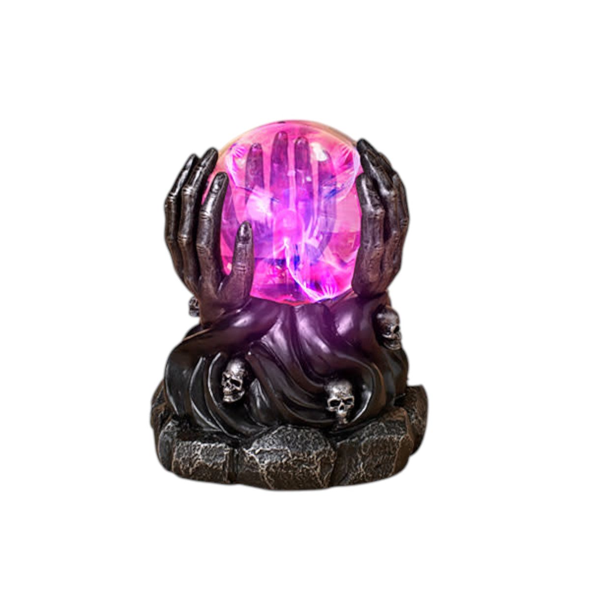 Six Inch Light Up Reaper Hands plasma glow figurine cradling pink orb in black gloves on Tampa Home & Garden Store