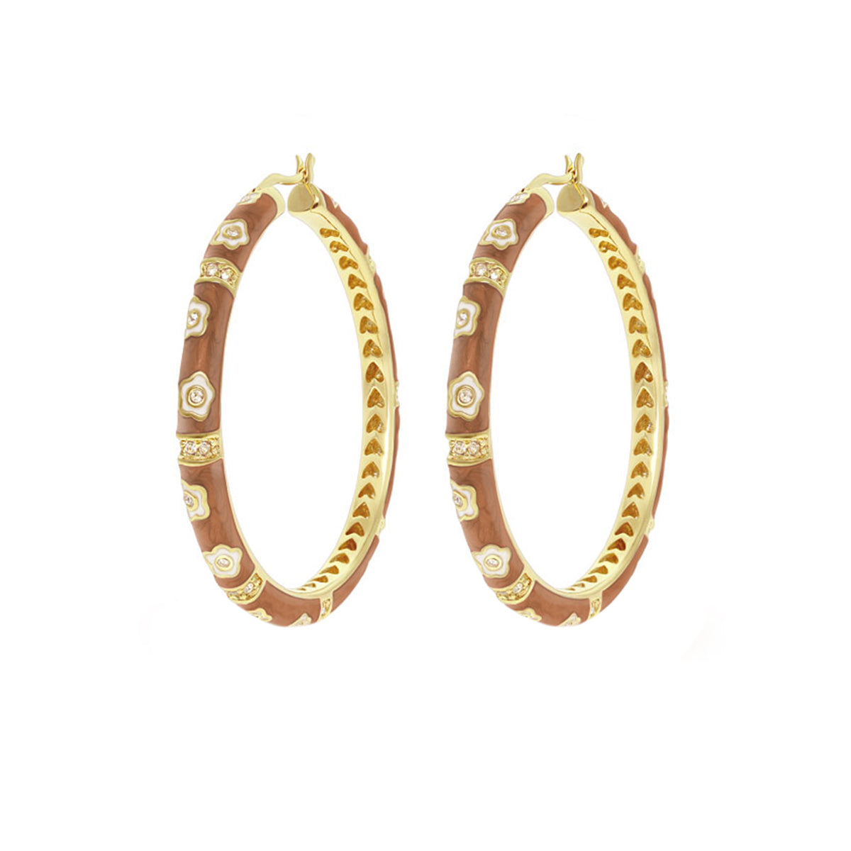Daisy Love Earrings — Oval Hoop, gold-tone with enamel florals and crystals by Lauren G Adams on Tampa Home & Garden Store
