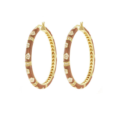 Daisy Love Earrings — Oval Hoop, gold-tone with enamel florals and crystals by Lauren G Adams on Tampa Home & Garden Store