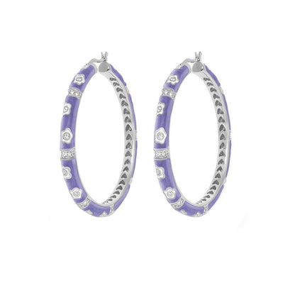 Daisy Love Earrings—Lavender enamel oval hoops with silver-tone accents by Lauren G Adams on Tampa Home & Garden Store