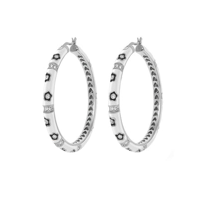 Daisy Love Earrings - oval hoop pair, silver-tone with daisy accents by Lauren G Adams on Tampa Home & Garden Store