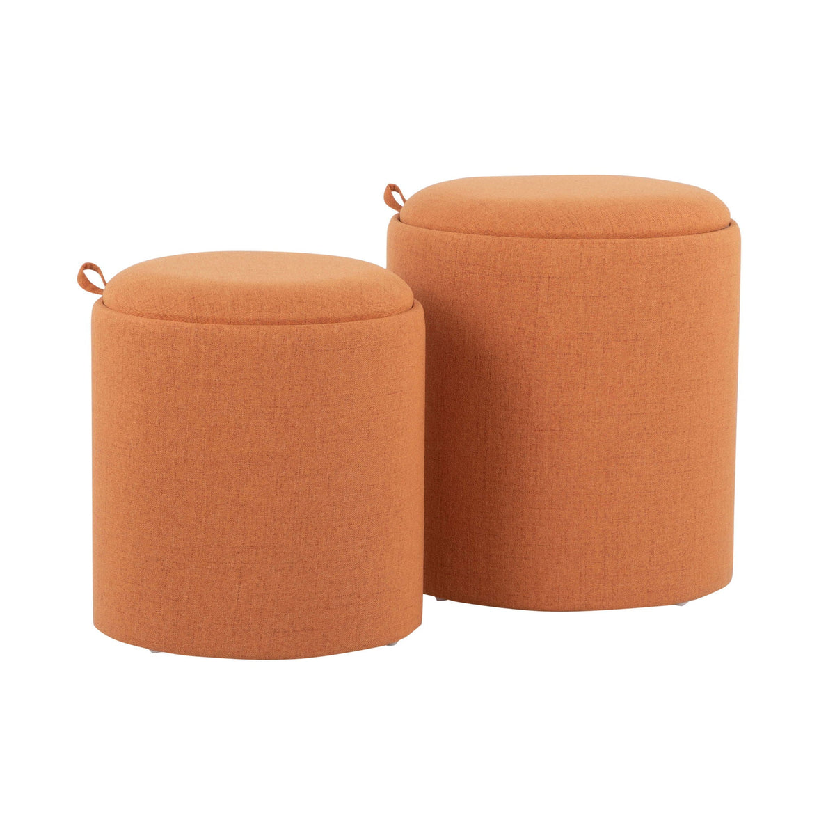 Contemporary nesting ottoman set in orange fabric, 2-piece on Tampa Home & Garden Store