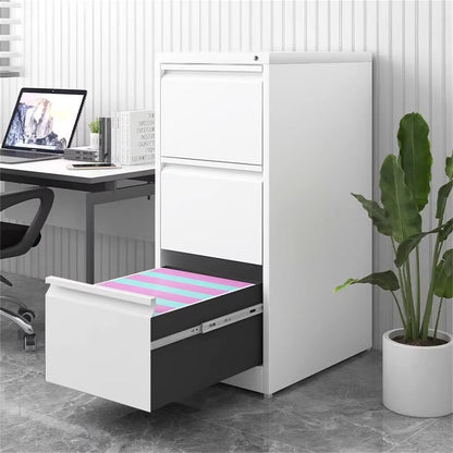 Durable Metal 3 Drawer File Cabinet With Lock For Office Storage white metal lockable HouseOfZazla on Tampa Home & Garden Store