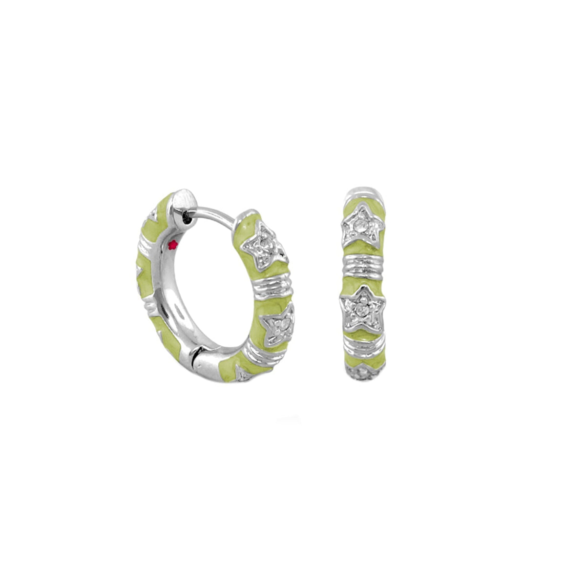 Stars of Night Wide Huggie earrings set of 2 in lime enamel with stars by Lauren G Adams on Tampa Home & Garden Store