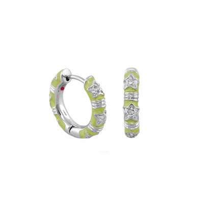 Stars of Night Wide Huggie earrings set of 2 in lime enamel with stars by Lauren G Adams on Tampa Home & Garden Store