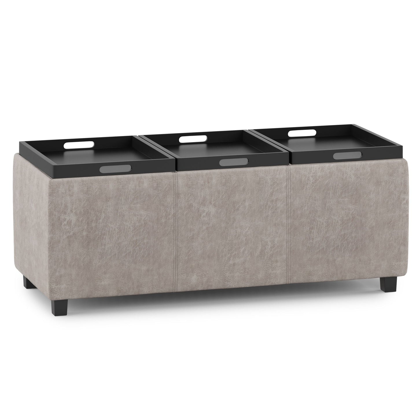 Avalon Upholstered Storage Ottoman With Trays