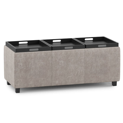 Avalon Upholstered Storage Ottoman With Trays