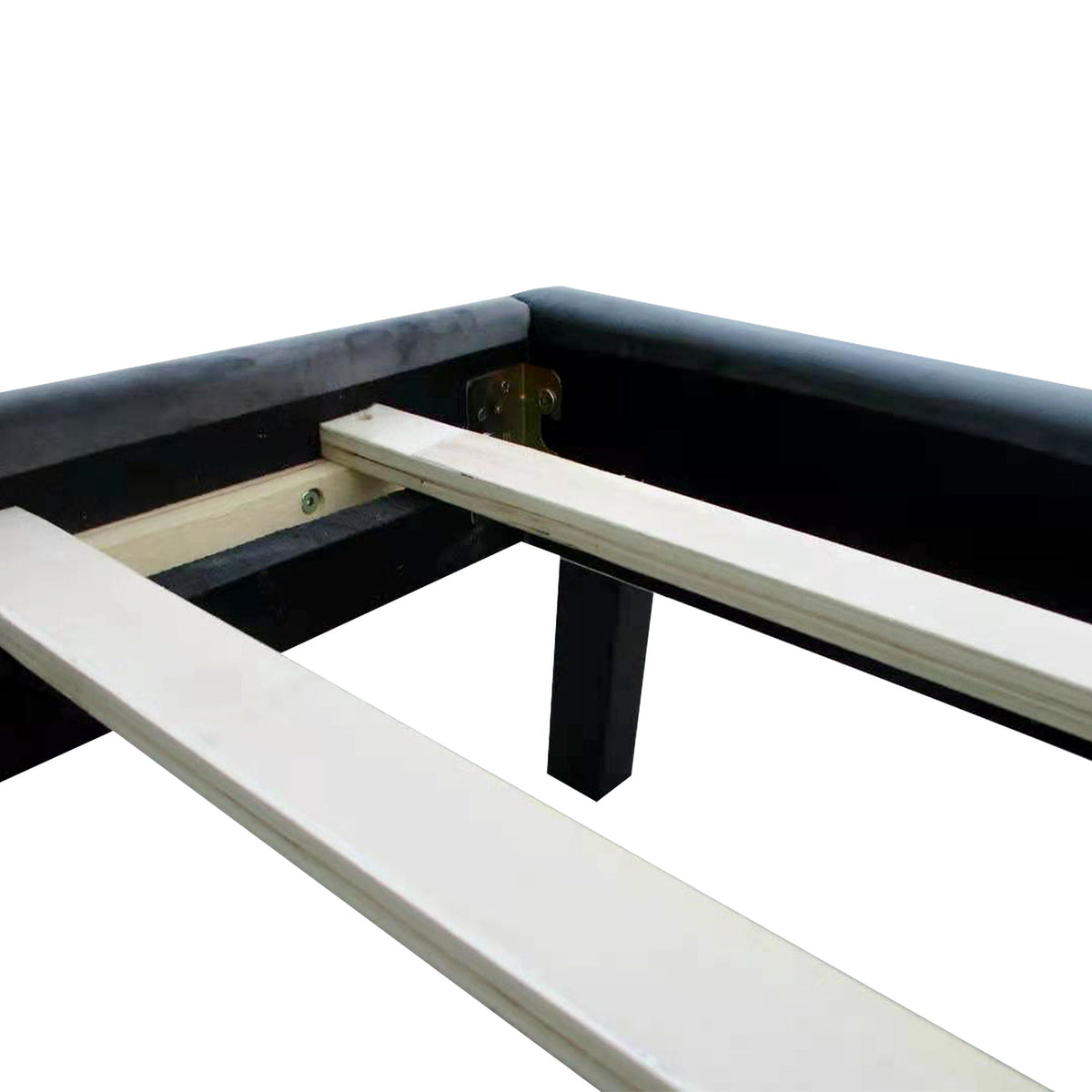 Velvet winged tufted queen platform bed in gray with wood slat support by HouseOfZazla on Tampa Home & Garden Store