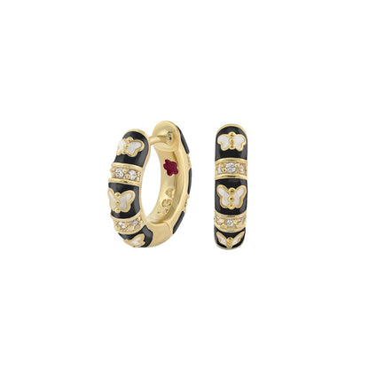 Butterfly World Earrings pair in gold-tone with black enamel and crystals by Lauren G Adams on Tampa Home & Garden Store