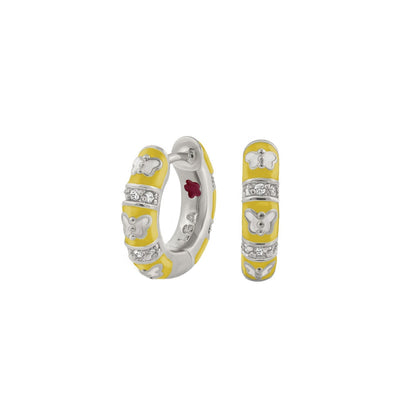 Butterfly World Earrings yellow enamel hoops with butterfly accents and crystal by Lauren G Adams on Tampa Home & Garden Store
