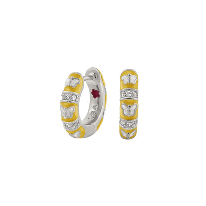Butterfly World Earrings by Lauren G Adams; yellow enamel hoops with crystals on Tampa Home & Garden Store