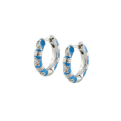 Stars of Night Slim Hoop Earrings in blue enamel with silver-tone hoops by Lauren G Adams on Tampa Home & Garden Store