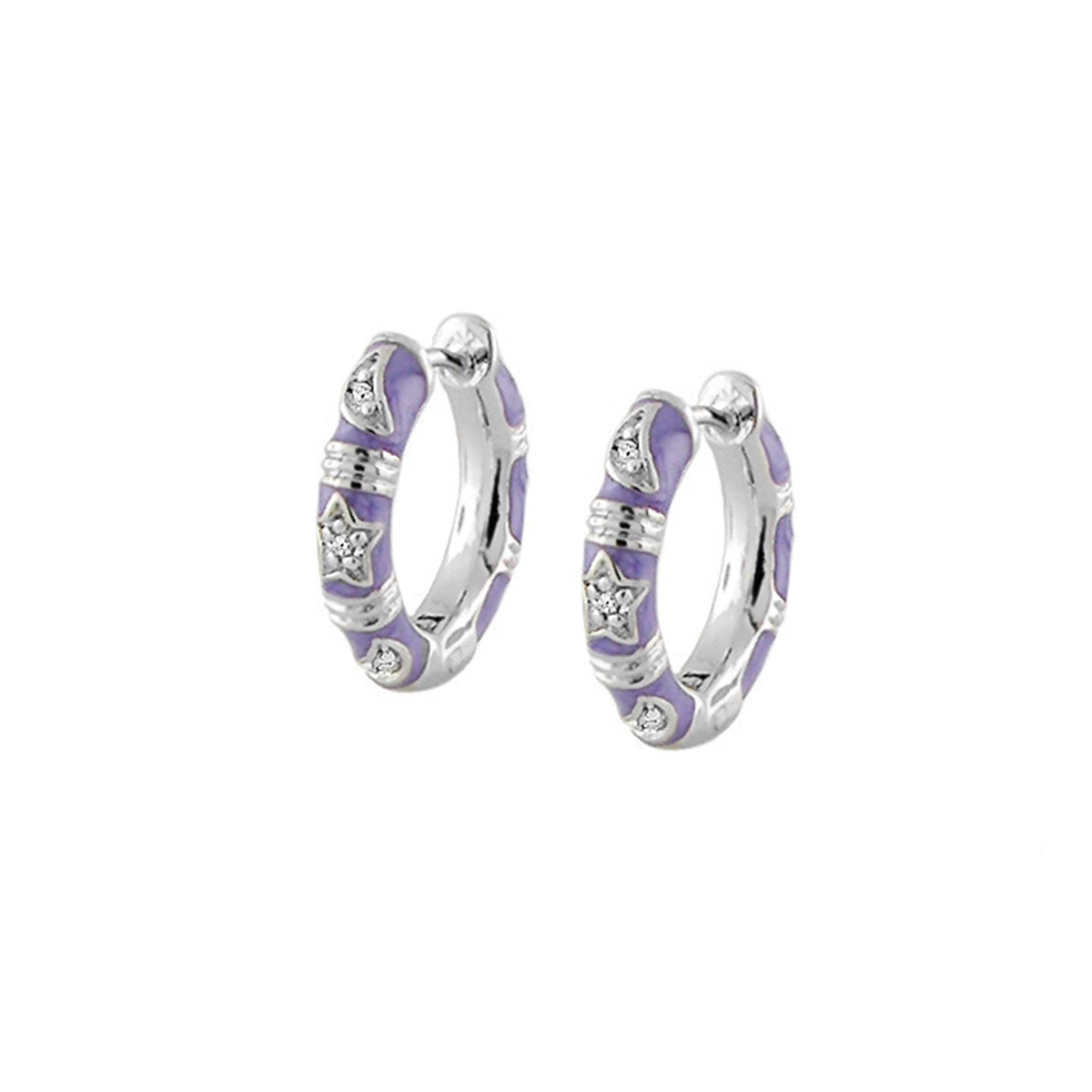 Stars of Night Earrings Slim Hoop pair purple enamel with crystal accents by Lauren G Adams on Tampa Home & Garden Store
