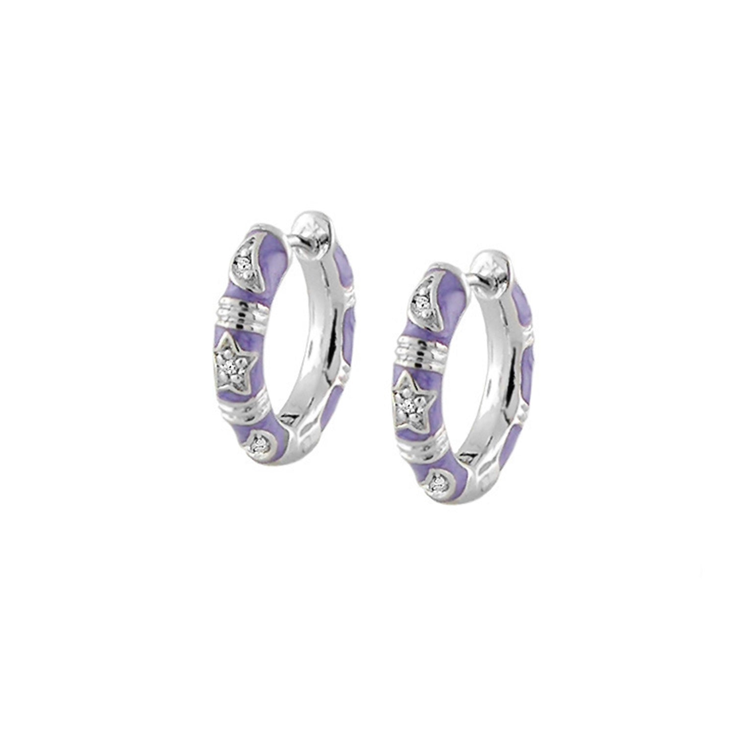 Stars of Night Earrings Slim Hoop pair purple enamel with crystal accents by Lauren G Adams on Tampa Home & Garden Store