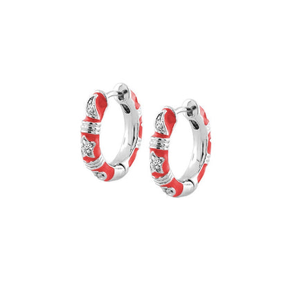 Stars of Night Earrings Slim Hoop red enamel silver hoop with crystal stars Lauren G Adams on Tampa Home & Garden Store