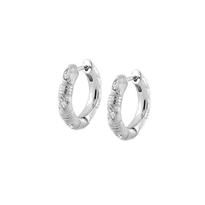 Stars of Night Earrings Slim Hoop, silver-tone hoops with star accents, Lauren G Adams on Tampa Home & Garden Store